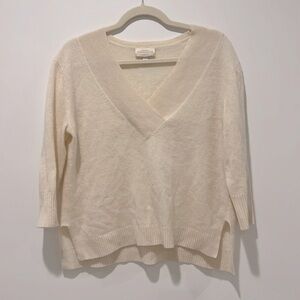 Anthropologie cashmere collection vneck cream sweater